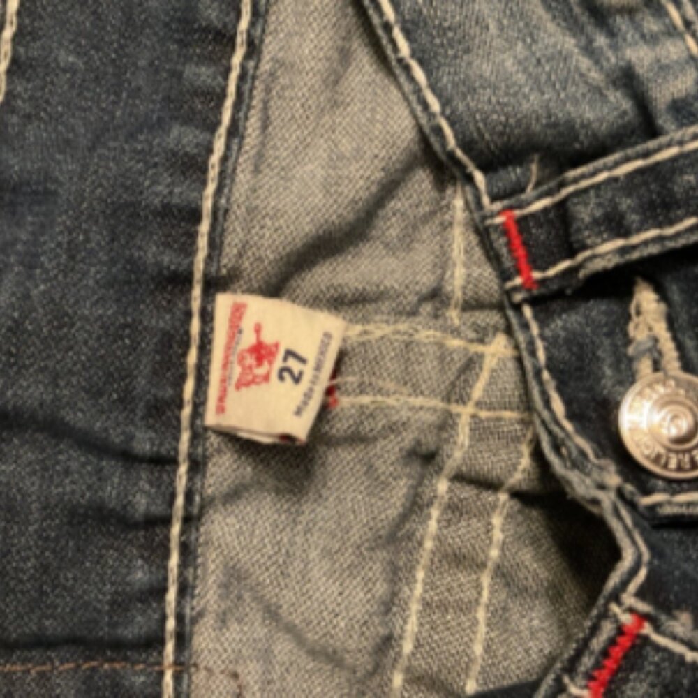 #8 True Religion Joey Distressed Straight-Leg Jeans – Size 27